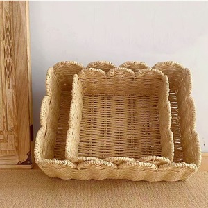 Handmade <b>Paper</b> Rope Woven Storage Basket Rectangle Large Capacity For Home Clothing Organizer <b>Kitchen</b> Desktop Use - Product Image 5