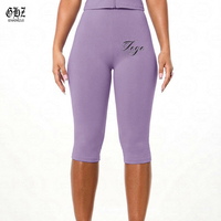 Y2K Custom Logo Dameskleding Korte Mouwen Hoge Hals Ritsjas en Logo Capri Leggings Cheetah Loungewear Luipaard Tweedelig Set
