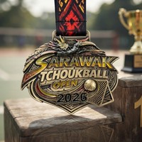 Médaille de sport durable en alliage de zinc OEM, gravée au laser avec motif bec de cerf 3D, personnalisée pour compétition de Tchoukball avec cordon imprimé tribal