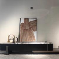 Ensemble de table basse rotative moderne de luxe avec plateau en marbre et base antichoc, meuble TV au design minimaliste pour la maison ou le bureau