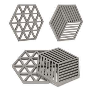 Silicone Hexagonal Trivet Mat Heat Resistant Kitchen Cookware Protector For Steamer Pot Stove Top Use Light Gray - Product Image 4