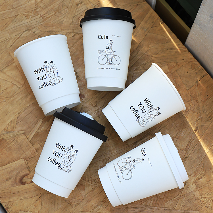 Custom Printed 4 oz 8 oz 12 oz 16 oz 20oz 24oz Eco Friendly Disposable Take Away Double Wall Paper Coffee Cup with Lids