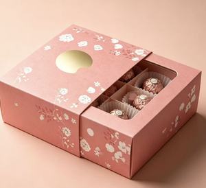 Custom Luxury Round Chocolate Gift Box with Window, Hard <b>Cardboard</b> Packaging with Lid for Gift Giving - Product Image 5