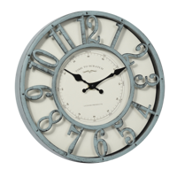 Horloge murale ronde en plastique squelette vintage rétro en laiton quartz de 12 pouces