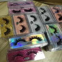 Faux-cils en vison véritable 25mm, accessoires de maquillage, pour les yeux, boîtes personnalisées, vente en gros