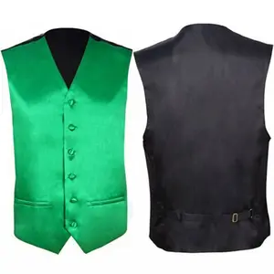 Formal Dress Vest Solid Color Suit Satin Vest Men Single Breasted Back Strap Business Waistcoat Men's Business Vest