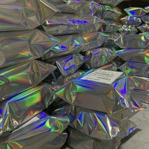 Custom Logo Glossy Metallic Self Adhesive Aluminum Foil Clothing Holographic Laser Poly <b>Mailers</b> <b>Shipping</b> Mailing Bag - Product Image 2