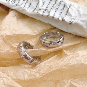 Silver Ruitai S925 Silver Pink Heart Zirconia <b>Open</b> <b>Ring</b> For Women Everyday Wear - Product Image 1