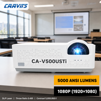 Projecteur laser CAAVITS UST 0.495 5000 lumens ANSI, projecteur DLP 1080p WiFi pour affichage numérique et expositions