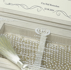Premium Gift Ivory Suede Velvet Handmade <b>Wedding</b> Invitation <b>Box</b> Custom Monogram UV Printed <b>Card</b> Holder Chiang Mai Thailand - Product Image 2