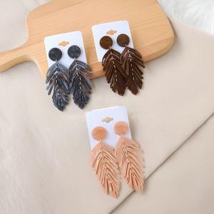 Marble Acetate Acrylic Palm <strong>Leaf</strong> Dangle Earrings Multi Color Hollow Cutout Feather <strong>Leaf</strong> Drop Earrings Bohemian Beach <strong>Jewelry</strong> - Product Image 4