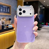 Coque de téléphone portable de luxe au design chat mignon avec appareil photo pour iPhone 17 Air 16 15 14 13 12 Pro Max, avec lentille IMD, dorure et nœud, en TPU