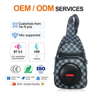 Haut-parleur de sac à dos avec LED RGB pour Bluetooth 5.0, 15W, batterie 3500mAh, prise en charge USB/TF/AUX/FM/TWS
