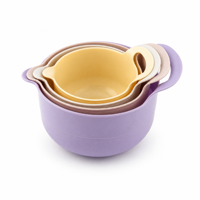 Ensemble de 4 bols à salade en plastique, plateau à fruits, design moderne et minimaliste, sans BPA, empilables, résistants au congélateur, pour mélanger la farine, utilisation en cuisine