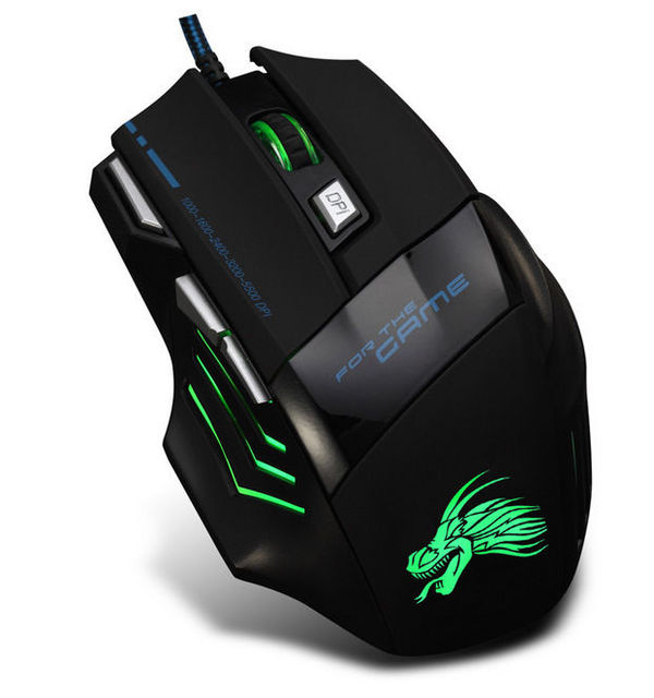Best Selling DPI 5500 Wired USB Gaming Mouse with Optical Tracking & RGB Backlight Fingerprint System 7 Buttons Black
