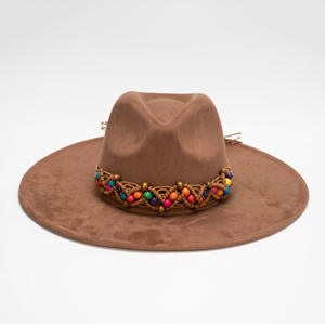 Sombrero Fedora de Gamuza Estilo Étnico Retro 2025, Ala Ancha con Forma de Corazón, Unisex, para Viajes al Aire Libre, Estilo <span class=keywords><strong>Jazz</strong></span> - Product Image 2