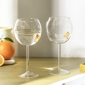 Calice da <span class=keywords><strong>vino</strong></span> in borosilicato con fetta di limone 3D incisa, calice da champagne a stelo alto, bicchiere da cocktail grande e decorativo - Product Image 4
