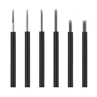 Aiguilles de maquillage permanentes d'aiguille de tatouage de sourcil noir manuel jetable de lames pointues rondes