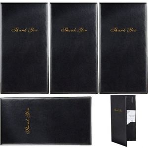Restaurant PU Leather Modern Portable Check <b>Presenters</b> Quick Shipping Guest Card Holder Bill Holder with Gold Thank You Imprint - Product Image 2