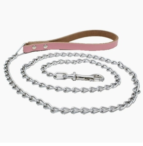 Correa de cuero de vaca de lujo para caminar para perros, cadena de acero sólido, plomo para mascotas - Product Image 2