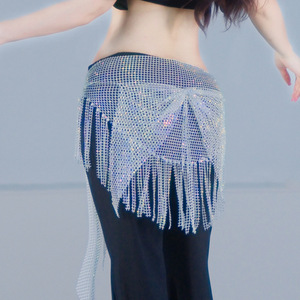Sexy sciarpa triangolare con paillettes singole con rete di pesce sciarpa avvolta in strass <span class=keywords><strong>gonna</strong></span> per Performance di danza del ventre - Product Image 2
