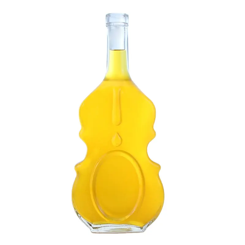 Lujosa botella de agua de vidrio vacía personalizada de 350ml 500ml 750ml con forma especial para bebidas de vino y jugo