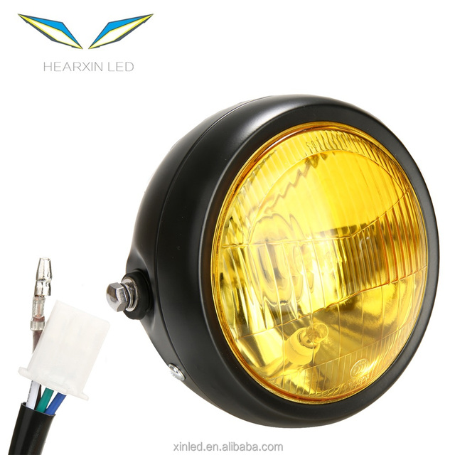 New 6.5 Inch 35W Yellow LED Headlights round Classic Motorcycle DRL Headlamp for Choppers Lighting System