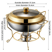 Scaldavivande Extra Large 8L Oro Argento a Alcool con Ripiani Regolabili, Coperchio in Vetro, Acciaio Inossidabile, Design Moderno, Scaldavivande Alto