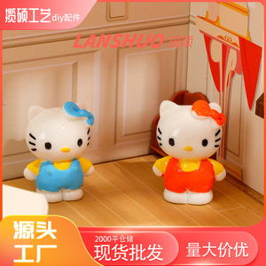 Figura de Resina de Hello Kitty, Miniatura 3D con Forma de Animal, Decoración para el Hogar, Manualidades de Plástico, Adorno de Escritorio, Llavero - Product Image 5