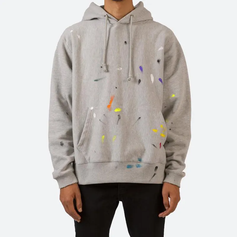 OEM streetwear high quality hoodies custom label oversized french terry paint splatter hoodie
