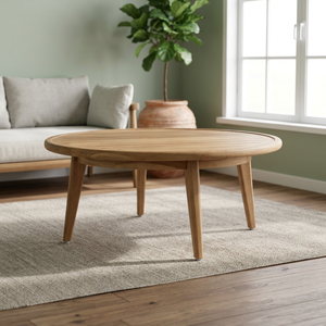Round Solid Wood Durable Waterproof Eco-Friendly Midcentury Modern <b>Dining</b> <b>Table</b> with Four Legs Stable - Product Image 3