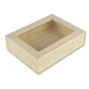 空の松材ギフト包装箱卸売天然透明蓋木製ティーボックス