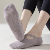 Calcetines de Algodón con Agarre Antideslizante, Diseño de Ballet, con Tiras Cruzadas, para Pilates, Yoga, Barre y Danza, para Mujer
