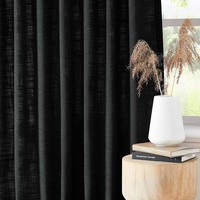 Rideaux occultants personnalisables en mélange polyester/lin de style lin, luxe européen, écologiques, design ondulé, logo personnalisé pour la maison