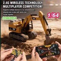 Mini camion excavateur RC à 12 canaux à l'échelle 1/64, jouet télécommandé haute performance 2,4 G pour enfants de 6 à 12 ans, prêt à l'emploi, portée de 20 m