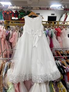 ふわふわスパンコールプリンセスドレスエレガントな弓ピンク结婚式プロムイブニングパーティー花女の子ドレス - Product Image 4