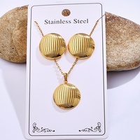 Juego de Joyería de Acero Inoxidable Dorado con Patrón Irregular, Collar con Colgante, Aretes, Pentagrama, Corazón, Cuadrado, Triángulo