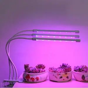 Lampu LED meja tanaman, 3 kepala RF Remote Control dapat disesuaikan leher angsa klip di meja lampu tanaman tumbuh penjepit cahaya untuk pembibitan tumbuh tanaman dalam ruangan