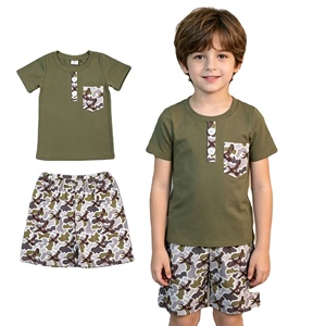 Ensemble 2 pièces T-shirt et short camouflage aigle pour bébé garçon, collection décontractée d'été, prêt à expédier (RTS), vêtements assortis pour frères - Product Image 1