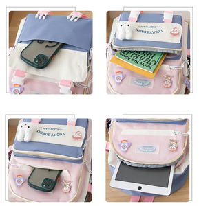 Cinq pièces ensemble étudiant femme primaire collège lycéens sacs à dos collège voyage étanche sac à dos sacs d'école - Product Image 4