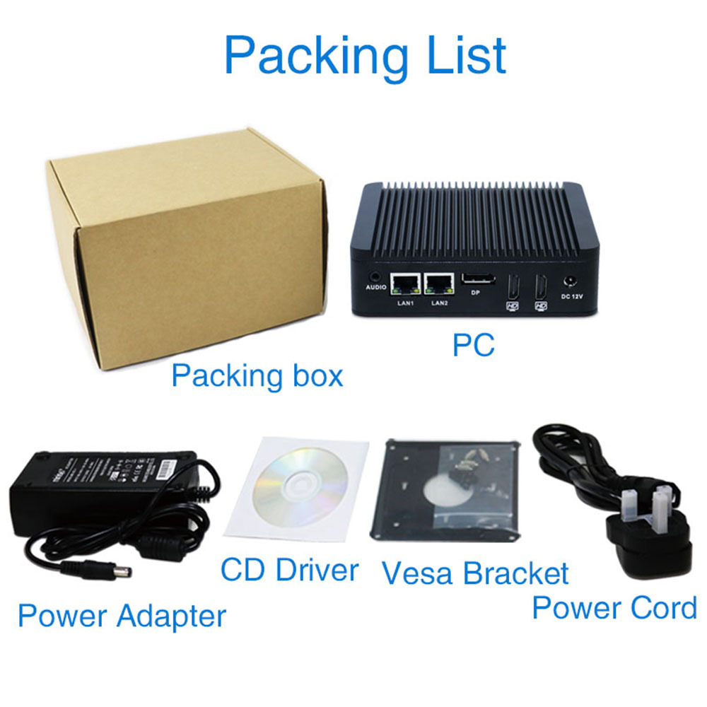 Faible Coût Intel N3160 Quad Core Mini PC Double Ethernet Nic Client Léger X86 Nano Ordinateur De Bureau Personnel
