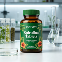 Comprimés de Spiruline OEM/ODM, 60 unités, pour l'immunité des adultes, antioxydant, détoxifiant et pour la santé intestinale, riches en vitamines