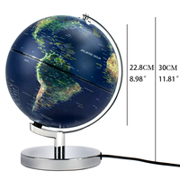 Globe du monde rétro illuminé par LED pour la décoration moderne du bureau, de la chambre et du salon avec accessoires d'éclairage de géographie moderne