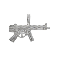 Bijoux Hip Hop plein diamant CZ pierre pavé mode Ak-47 dominatrice mitraillette pendentif