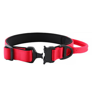 Kerah Anjing Peliharaan dengan Pegangan untuk Latihan Anjing dan Perangkat Keras Logam Hitam Matt Gesper Pengunci Keselamatan dan Cincin Logo Pribadi Kustom - Product Image 4