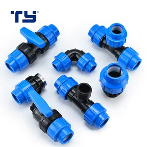 blue black color PP Compression Fittings HDPE Pipe fast fitting quick fitting for Irrigation water