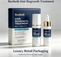 Sérum de traitement de repousse des cheveux Benheib, biotine, collagène, huile de ricin, soin du cuir chevelu, vente en gros