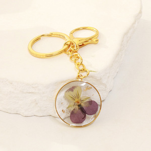 Llavero <span class=keywords><strong>de</strong></span> Resina con Flores Prensadas, Chapado en Oro, Colgante <span class=keywords><strong>de</strong></span> Flores Secas - Product Image 4