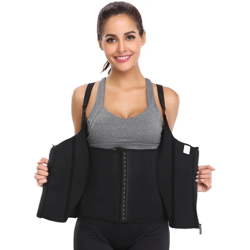 women neoprene sweaty vest weight loss waist cincher corset adjustable straps slim neoprene bodyshaper fat burning waist trainer