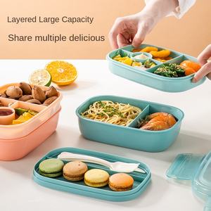 Wholesale 1pc Portable <b>Lunch</b> <b>Box</b> 3 <b>Stackable</b> Bento Containers for Adults Modern Minimalist Design with Utensil Set, Leak - Product Image 2